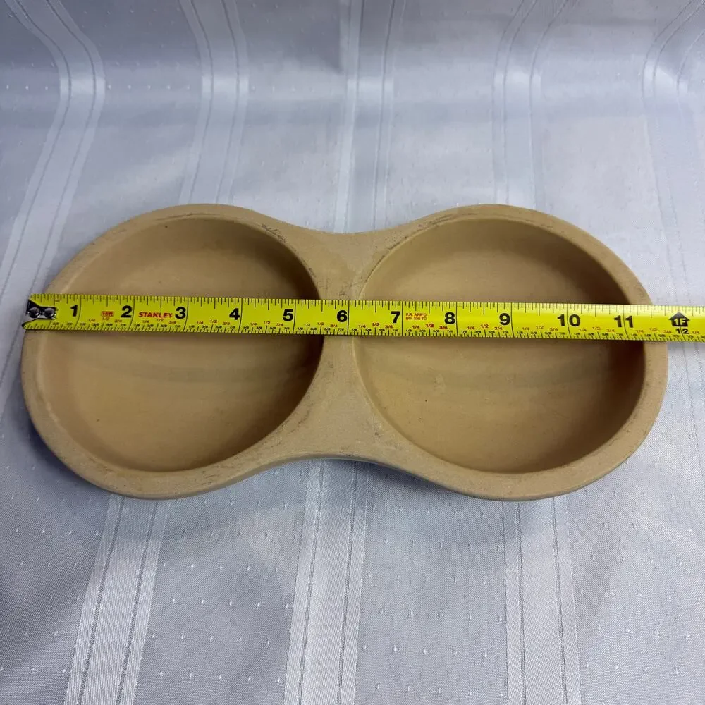 Pampered Chef USA Made Dual Stoneware Microwave‎ Egg Cooker Bowl Set NWOB